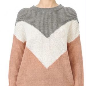Round neck chevron color block sweater